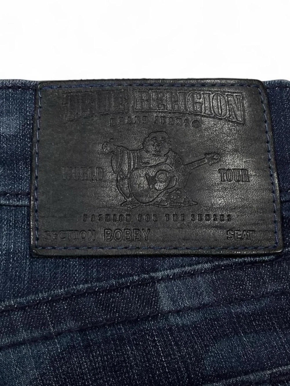True Religion Bobby Camo Laser Straight Asum Camoflaged Blue Jeans W35 L35 Stack